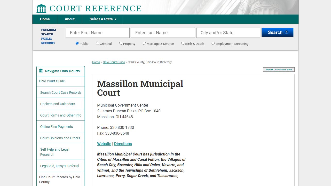 Massillon Municipal Court - Courtreference.com